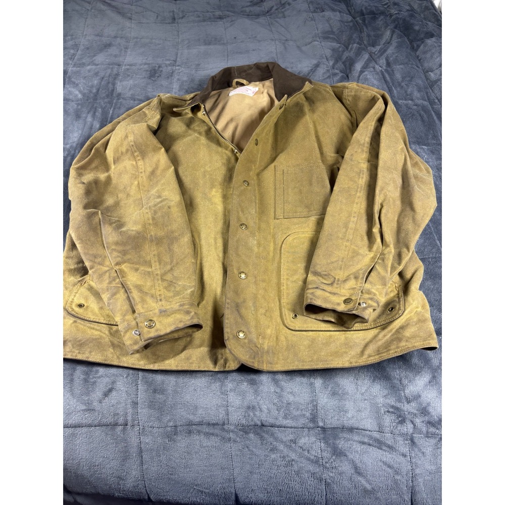 Filson Tin Cloth Field Jacket Mens XXL Tan Waxed Cotton Made in USA Workwear